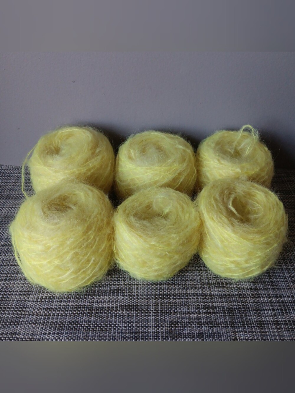 Soft Yellow Mohair-Blend Yarn Cake - Pack of 6